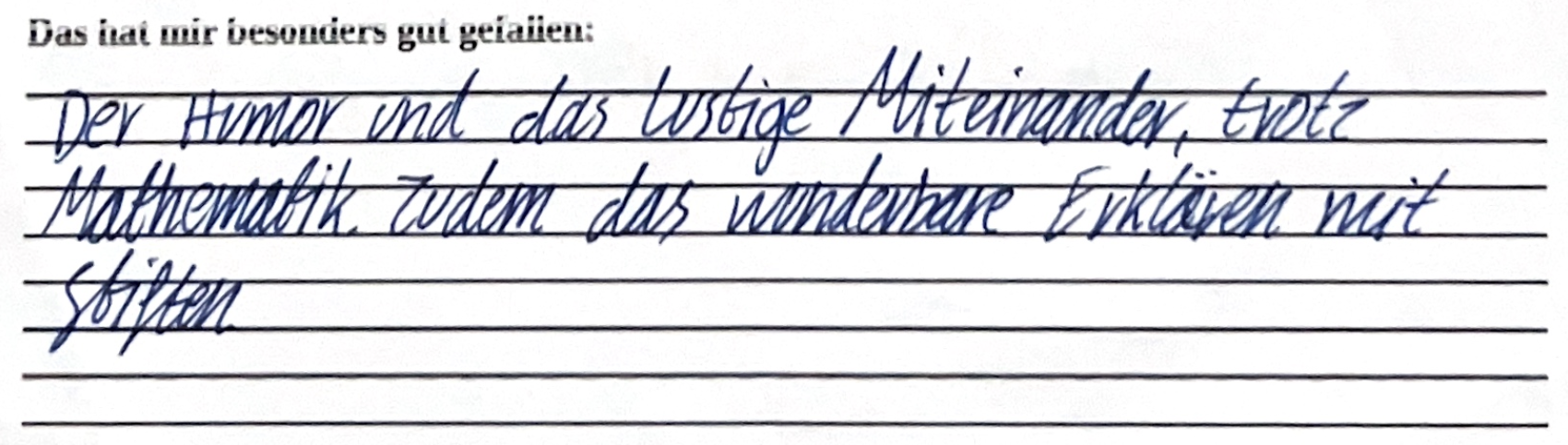 Handschriftliches Schülerfeedback